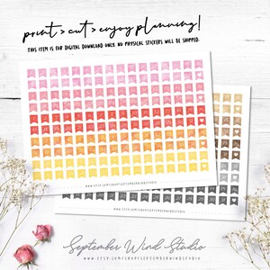 Date Flags Printable Planner Stickers, Date Cover Watercolor Stickers ...