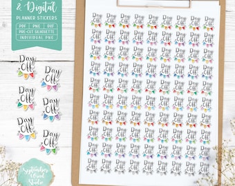Day Off Printable & Digital Stickers, Day Off Banner, Day Off Flag, Pre-Cropped PNG, Printable PDF, Cricut PNG, Goodnotes, Journal Stickers