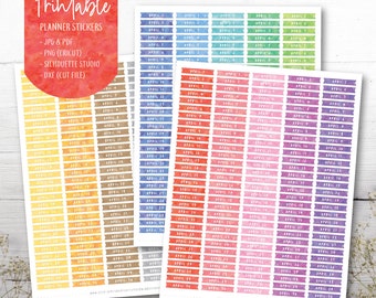 April Dates Printable Planner Stickers, Days of The Month Stickers, Watercolor Stickers, Erin Condren Planner, Cut File