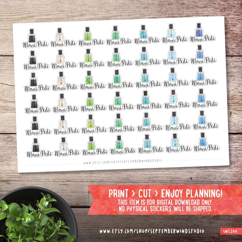 Mani/pedi Printable Planner Stickers Nail Polish Stickers - Etsy