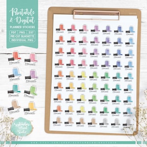Maniküre druckbare & digitale Aufkleber, Nagellack-Aufkleber, druckbare PDF, Cricut PNG, individuelle PNG, Journalaufkleber, Goodnotes