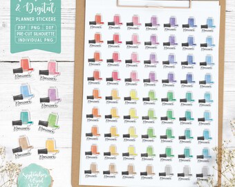 Naklejki do planowania manicure: do druku i cyfrowe (PDF, Cricut, Silhouette Studio, wstępnie przycięte PNG dla Goodnotes)