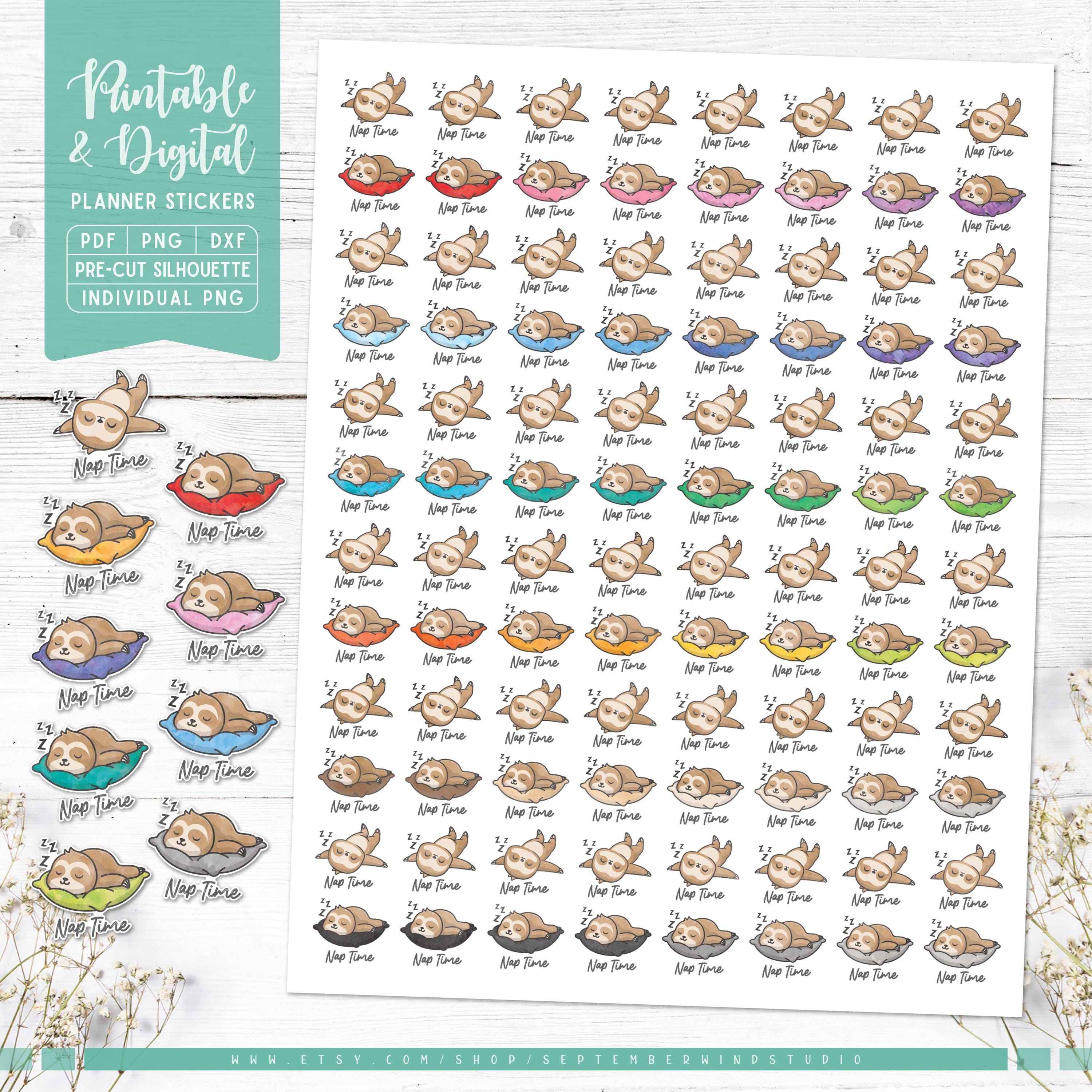 Nap Time Planner Stickers: Printable & Digital (PDF, Cricut, Silhouette ...