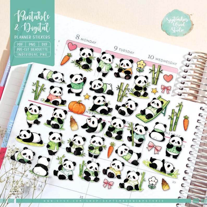 Panda Printable & Digital Planner Stickers - Etsy