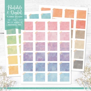 Aquarel notitieblaadjes Afdrukbare en digitale plannerstickers, plaknotitie, afdrukbare pdf, Cricut png, individuele png, dagboekstickers