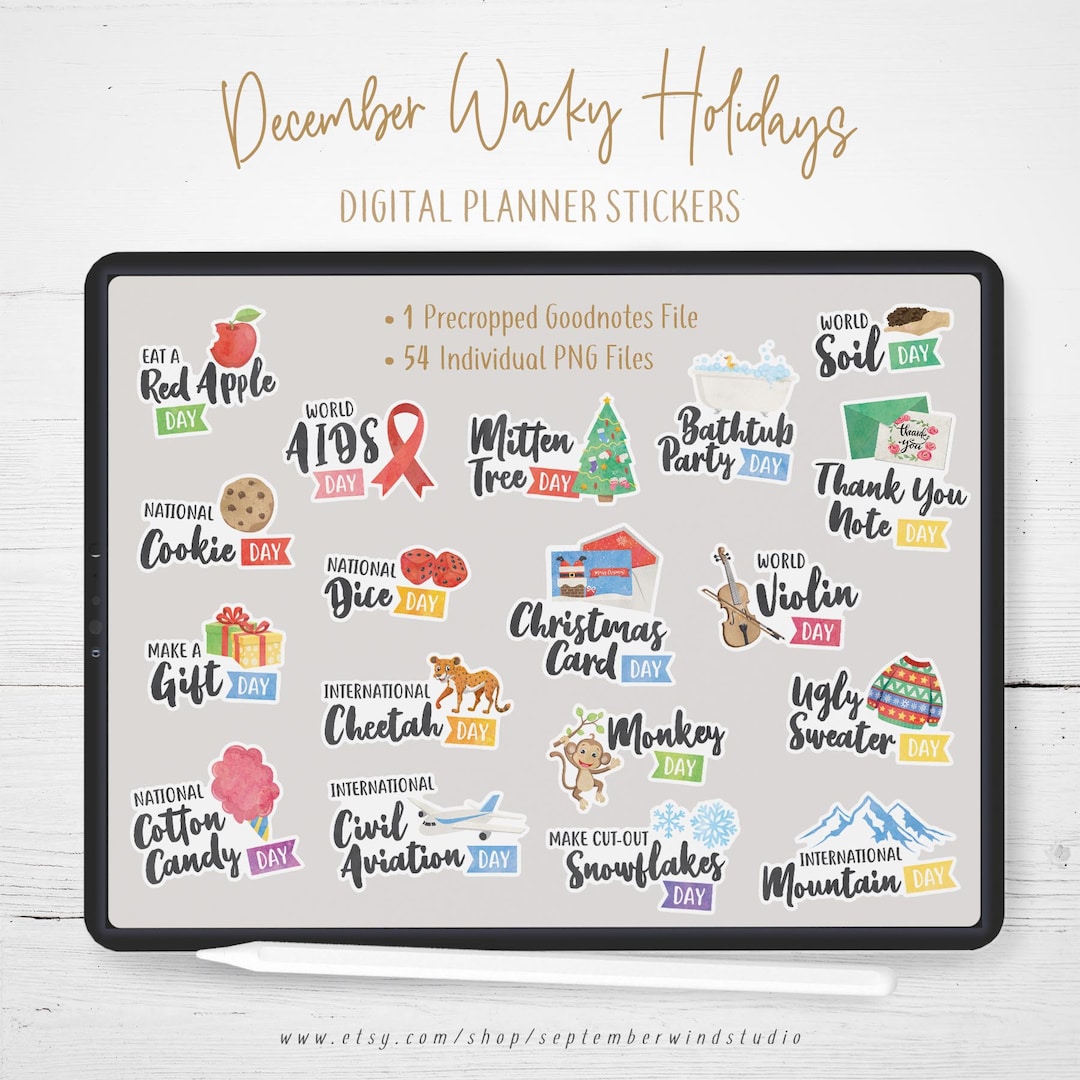 December Wacky Holidays Digital Planner Stickers Goodnotes Etsy