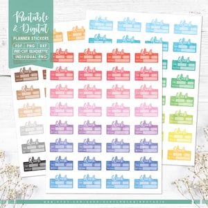 Work Tracker Printable & Digital Planner Stickers, Work Labels, Printable PDF, Cricut PNG, Individual PNG, Silhouette Studio, Goodnotes