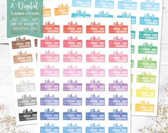 Naklejki do planera Work Tracker: do druku i w wersji cyfrowej (PDF, Cricut, Silhouette Studio, wstępnie przycięte pliki PNG dla Goodnotes)