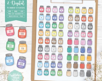 52 Week Savings Challenge Planner Stickers: Printable & Digital (PDF, Cricut PNG, Individual PNG, Goodnotes)