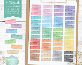 Stickers slaaptijdplanner: afdrukbaar en digitaal (pdf, Cricut, Silhouette Studio, voorgesneden png-bestand voor Goodnotes)