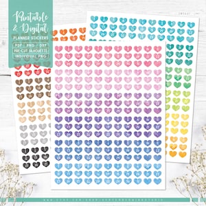Heart Date Planner Stickers: Printable & Digital (PDF, PNG)
