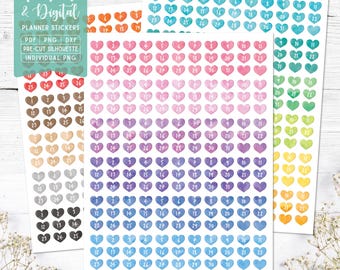 Heart Date Planner Stickers: Printable & Digital (PDF, PNG)