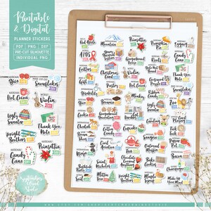 December Wacky Holidays Printable & Digital Planner Stickers, Pre-Cropped PNG, Printable PDF, Silhouette Studio, Cricut, Individual PNG
