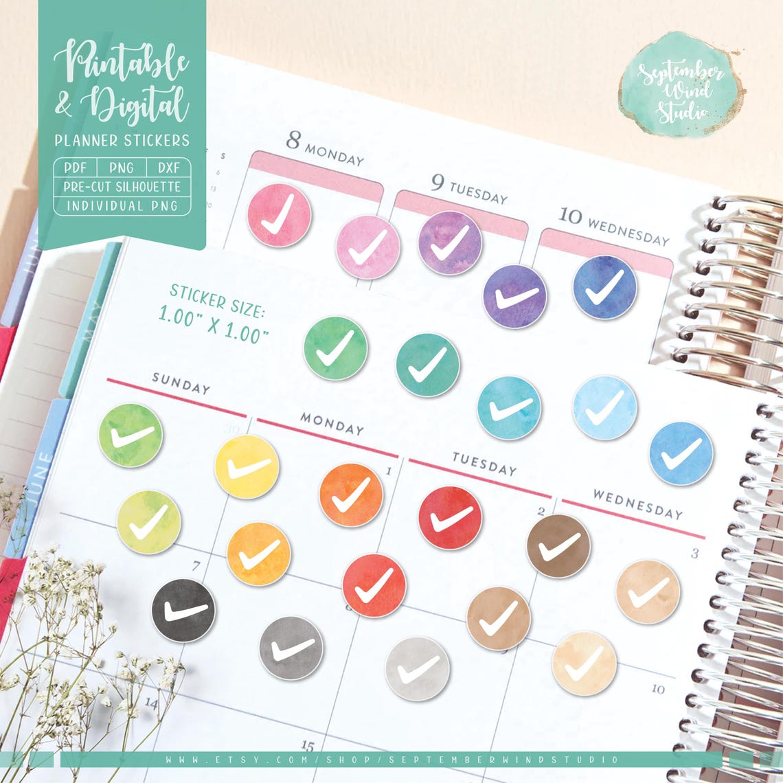 Check Mark Planner Stickers: Printable & Digital (PDF, Cricut ...