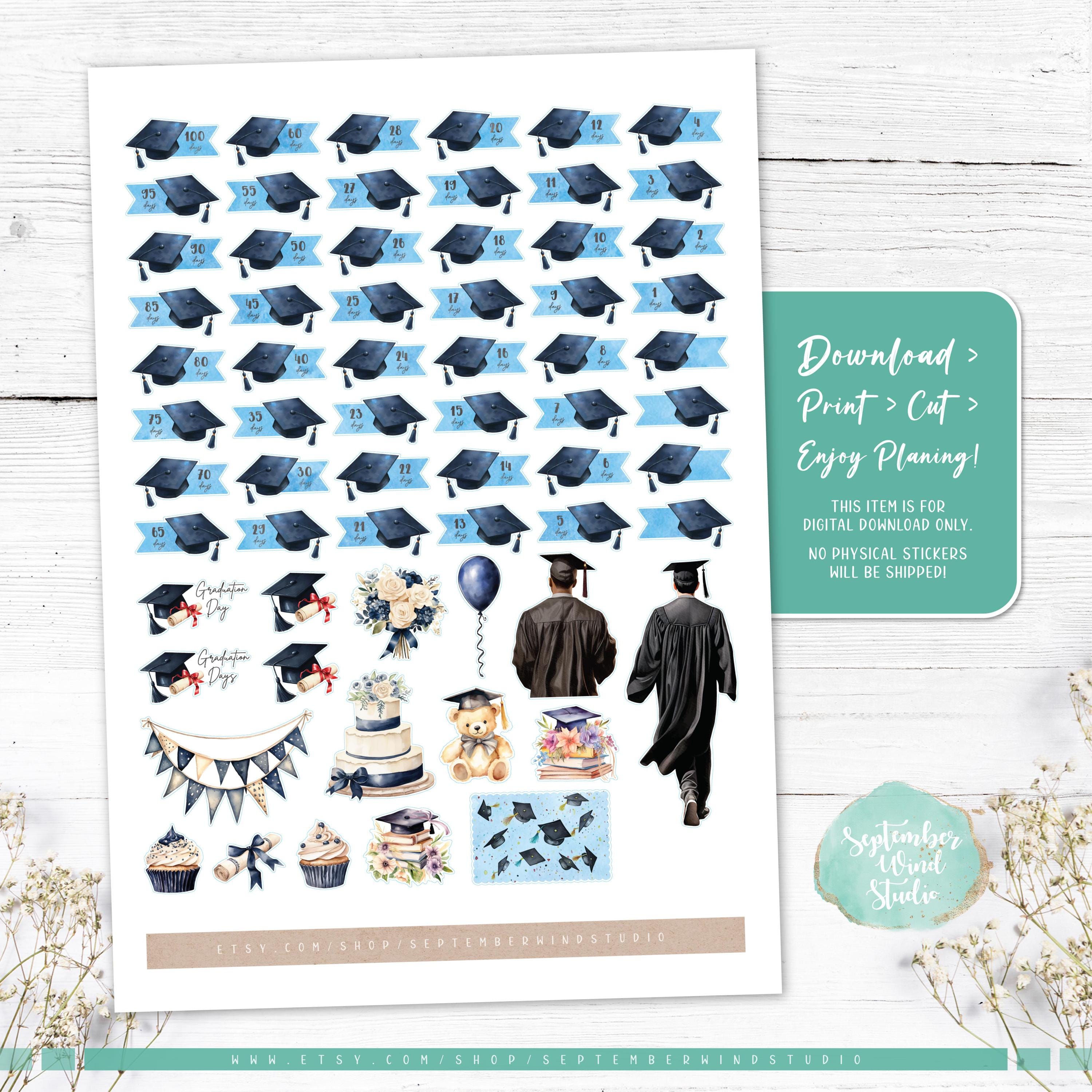 Timing Graduation Sticker Graduation Countdown Stickers, Planner and Scrapbook (digital Download ...