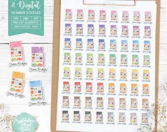 Clean Fridge Planner Stickers: Printable & Digital (PDF, Cricut, Silhouette Studio, Pre-Cropped PNG for Goodnotes)