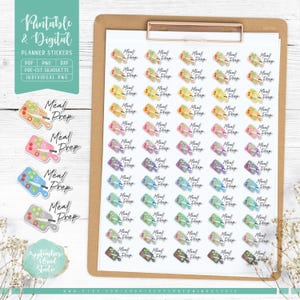 Adesivos para planejador para preparação de refeições, adesivos para cozinhar, adesivos para tarefas em aquarela, adesivos digitais, adesivos Erin Condren