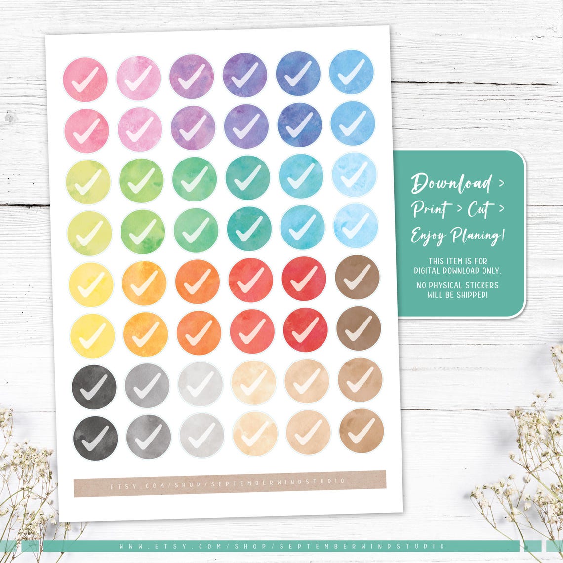 Check Mark Planner Stickers: Printable & Digital (PDF, Cricut ...