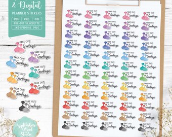 Take Out Garbage Planner Stickers: Printable & Digital (PDF, Cricut, Silhouette Studio, Pre-Cropped PNG for Goodnotes)
