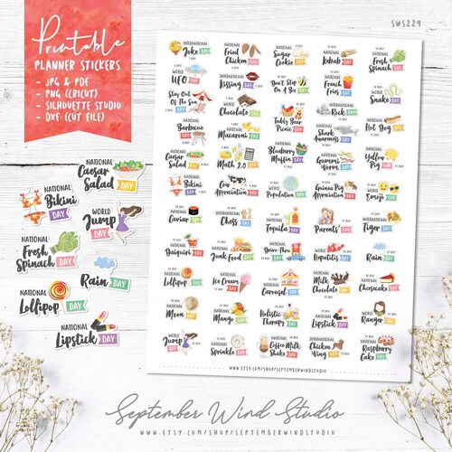April Wacky Holidays Printable Planner Stickers Watercolor Etsy Australia