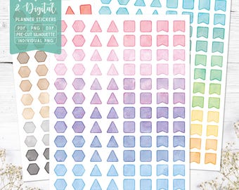Shapes Planner Stickers: Printable & Digital (PDF, Cricut, Silhouette Studio, Pre-Cropped PNG for Goodnotes)