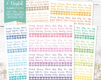 Date Cover Planner Stickers: Printable & Digital (PDF, Cricut, Silhouette Studio, Pre-Cropped PNG for Goodnotes)