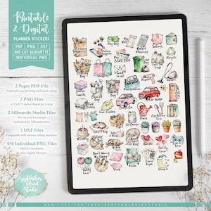 Pegatinas para agendas diarias: imprimibles y digitales (PDF, Cricut, Silhouette Studio, PNG precortado para Goodnotes) imagen 3