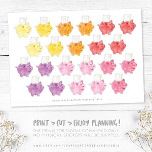 Piggy Bank Saving Printable Planner Stickers Watercolor Piggy - Etsy