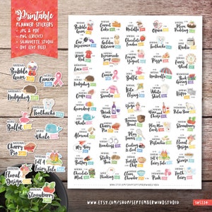 February Wacky Holidays Printable Planner Stickers, Watercolor Stickers, Holiday Printable Stickers, Cut File