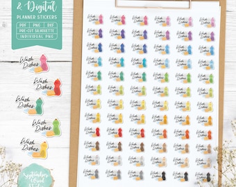 Stickers voor afwasplanner, stickers schoonmaakklusje (digitale download)
