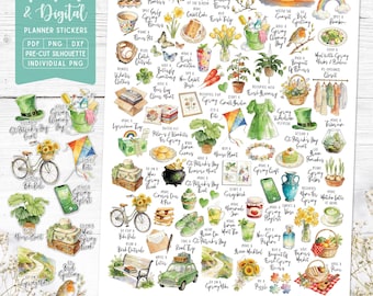 Pegatinas imprimibles y digitales para la lista de deseos de marzo