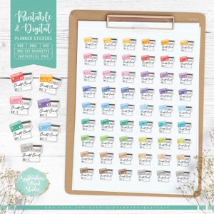 Stickers imprimables pour carte de crédit due, aquarelles autocollants pour cartes de crédit, Stickers facture, Stickers Erin Condren, fichiers découpés