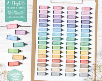 Stickers markeerstiftplanner: afdrukbaar en digitaal (pdf, Cricut png, Silhouette Studio, voorgesneden png-bestand voor Goodnotes)