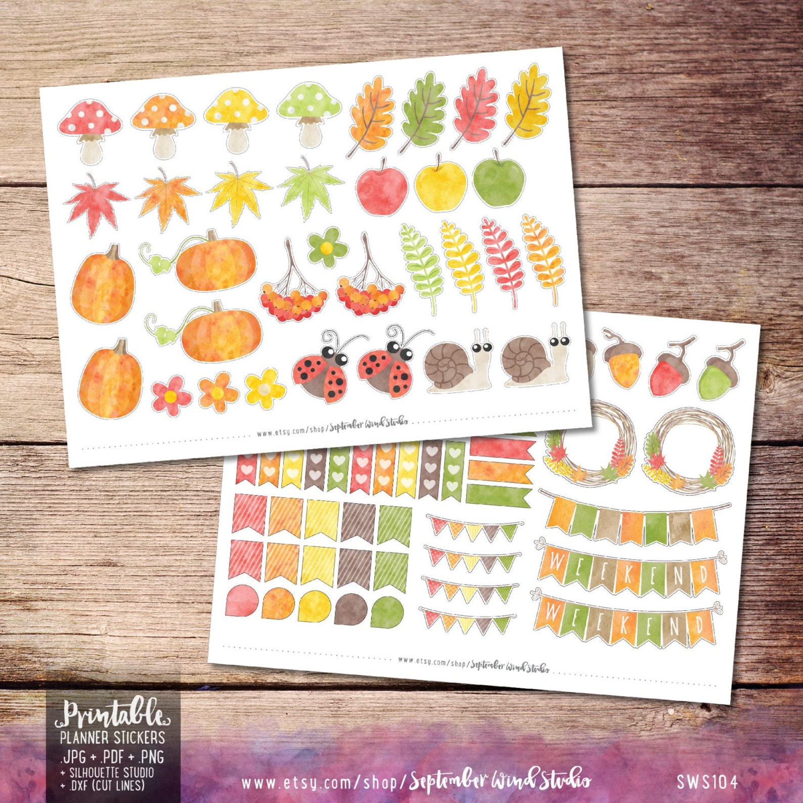 Autumn Printable Planner Stickers Autumn Stickers Weekly - Etsy