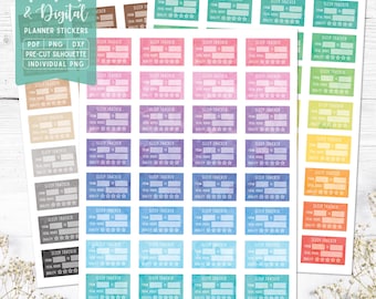 Slaaptracker plannerstickers: afdrukbaar en digitaal (pdf, Cricut, individuele png, silhouet, Goodnotes)