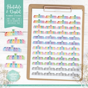 Pill Box Printable Planner Stickers, Pill Digital Stickers, Medication Stickers, Pre-Cropped PNG, Printable PDF, Journal Stickers