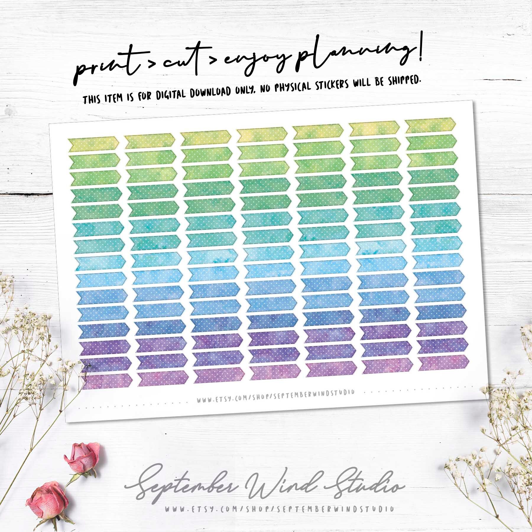 Ribbon Banner Printable Planner Stickers Ribbon Watercolor - Etsy