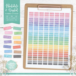 Mini blanco label afdrukbare plannerstickers, mini blanco label digitale stickers, silhouet- en Cricut-bestanden, voorgesneden png-bestand, afdrukbare pdf