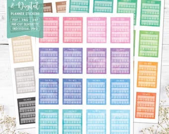 Weekly Habit Tracker Stickers: Printable Planner Stickers (Digital Download)