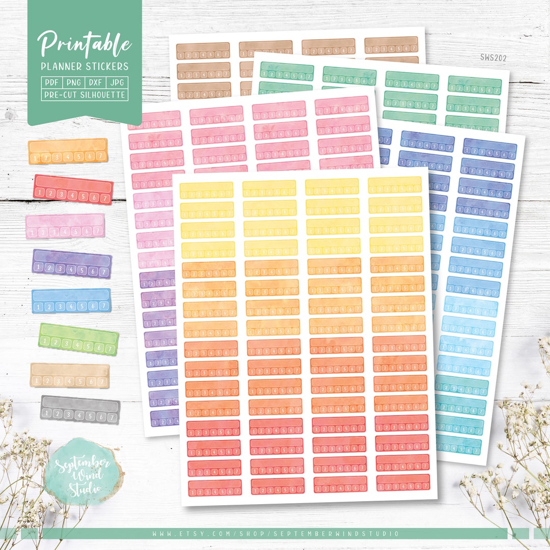 Habit Tracker Printable Planner Stickers, Watercolor Habits Stickers ...