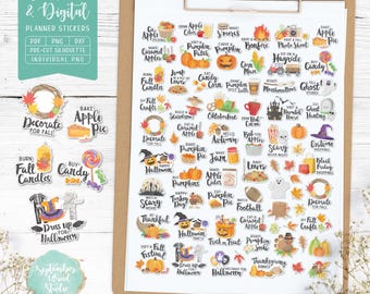Autumn Bucket List Printable & Digital Planner Stickers