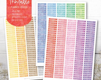 November Dates Printable Planner Stickers, Days of The Month Stickers, Watercolor Stickers, Erin Condren Planner, Cut File