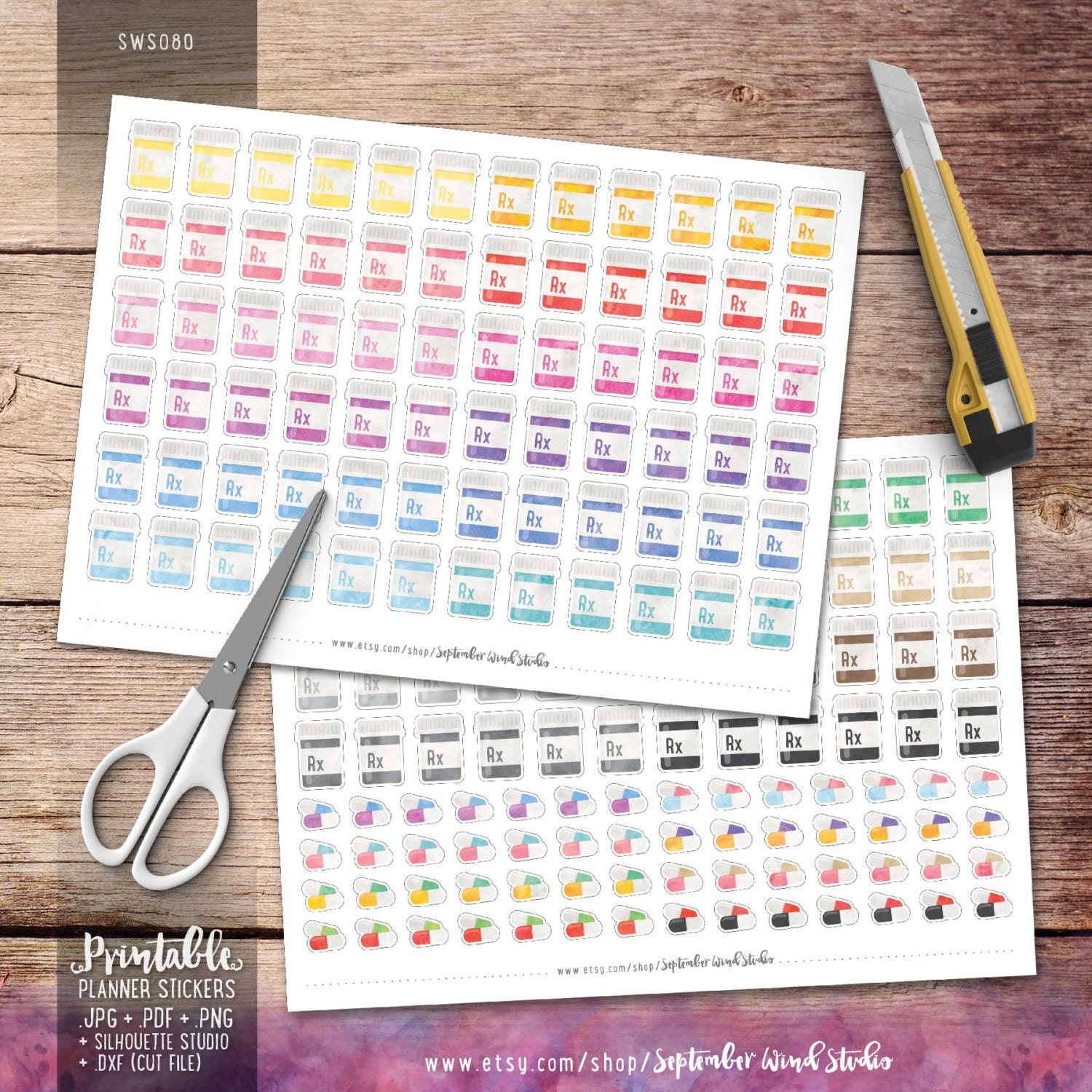 Pill Bottle Printable Planner Stickers Pill Stickers - Etsy