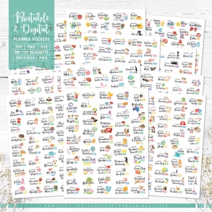 Paquete de pegatinas para el planificador anual de fiestas extravagantes: imprimibles y digitales (PDF, Silhouette Studio, Cricut, GoodNotes, PNG individual)