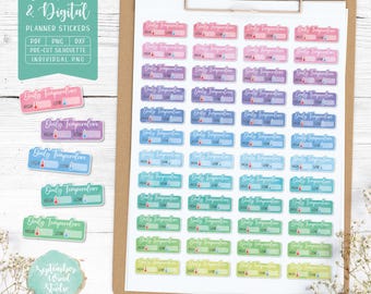 Daily Temperature Planner Stickers: Printable & Digital (PDF, Cricut, Silhouette Studio, Pre-Cropped PNG for Goodnotes)