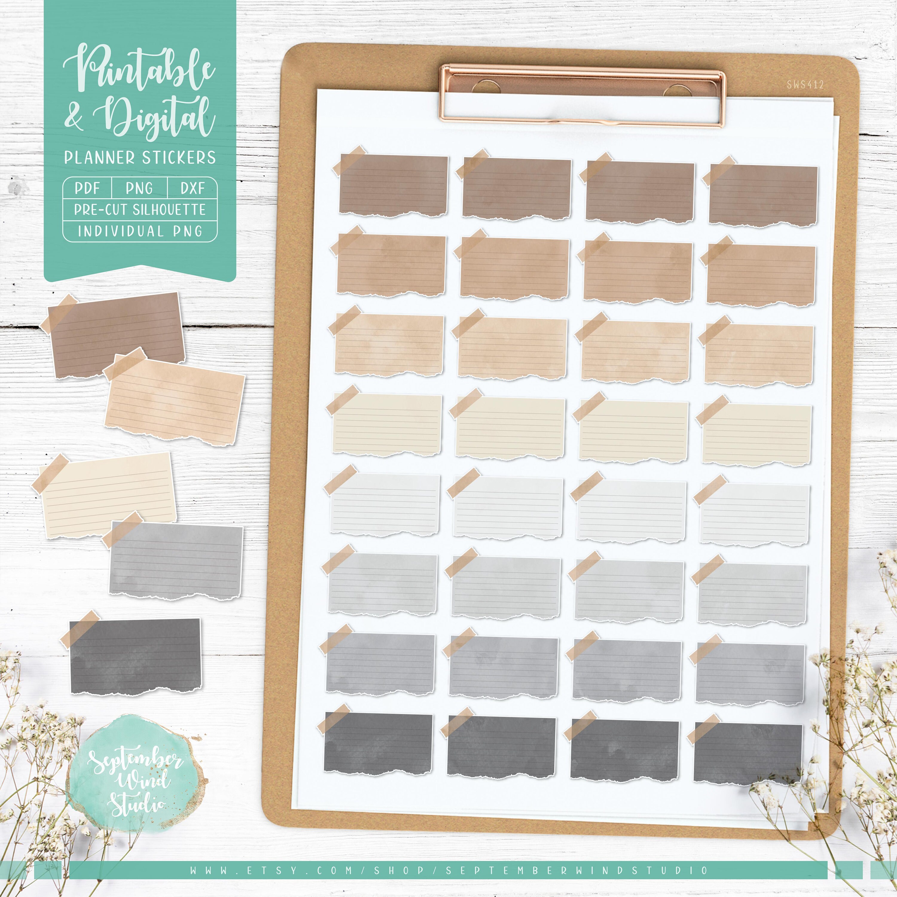 Sticky Note Cropped Image Sticky Note Planner Stickers: Printable & Digital (PDF, Cricut ...
