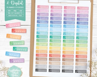 Plannerstickers lezen, boekpictogram, regenboogkleuren (afdrukbare pdf)