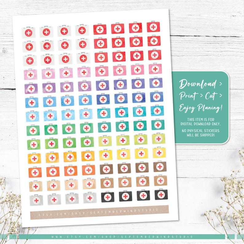 First Aid Box Planner Stickers: Printable & Digital (PDF, Cricut ...