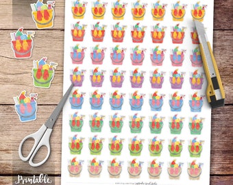 Cleaning Bucket Printable Planner Stickers, Watercolor Cleaning Stickers, Housekeeping Stickers, Erin Condren Planner Stickers, Cut Files