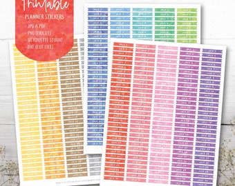 July Dates Printable Planner Stickers, Days of The Month Stickers, Watercolor Stickers, Erin Condren Planner, Cut File